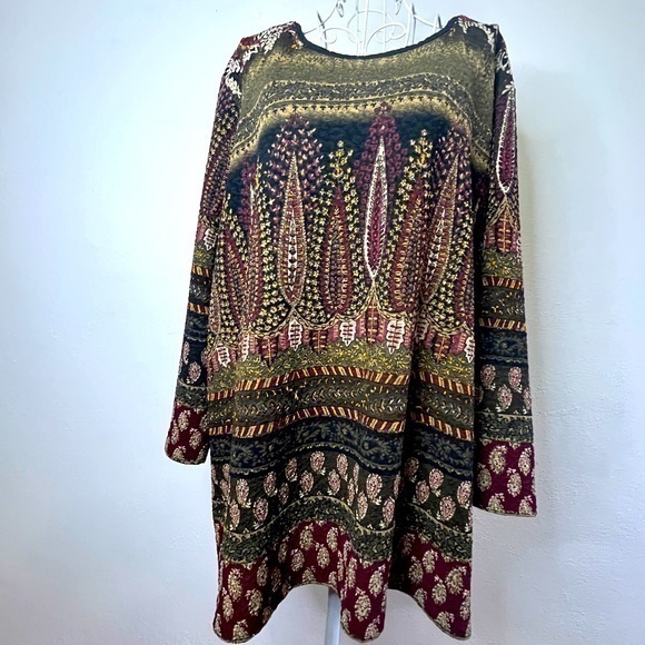 Napa Valley tunic in shades of brown, gold, green, & maroon. 2X. Preowned. EUC. - Picture 1 of 9